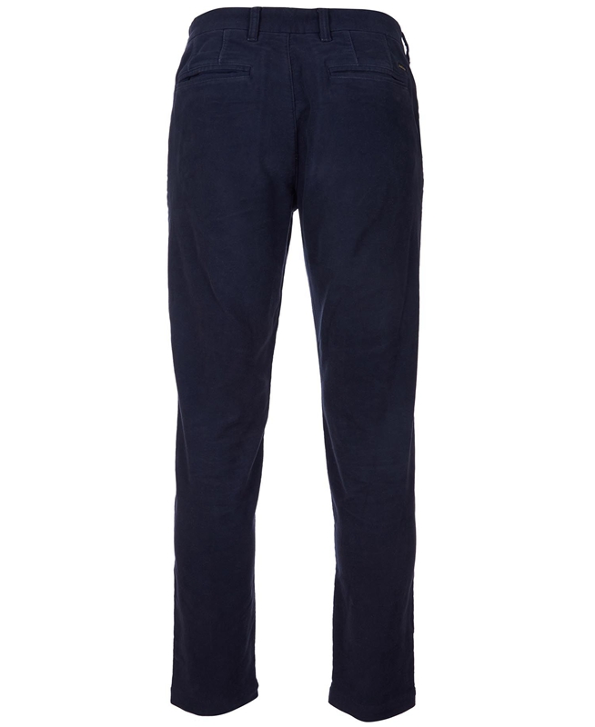 Men's Barbour Neuston Moleskin Trousers Pants Blue | TXVFYQ-879