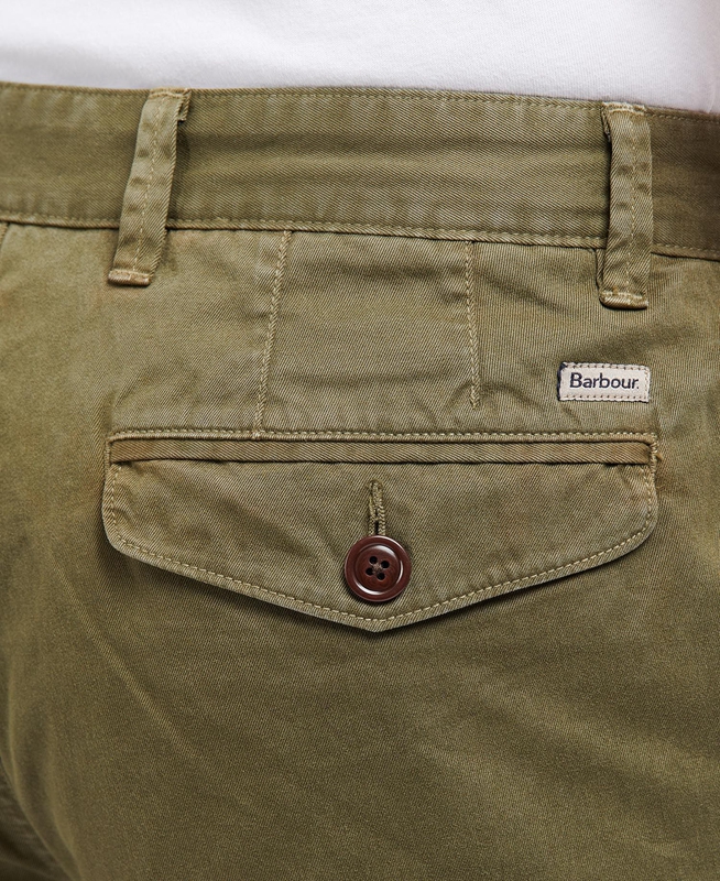 Men's Barbour Neuston Twill Pants Green | WJKSVA-860