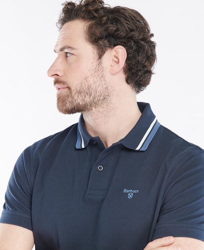 Men's Barbour Otterburn Polo shirts Navy | YQVFDG-318