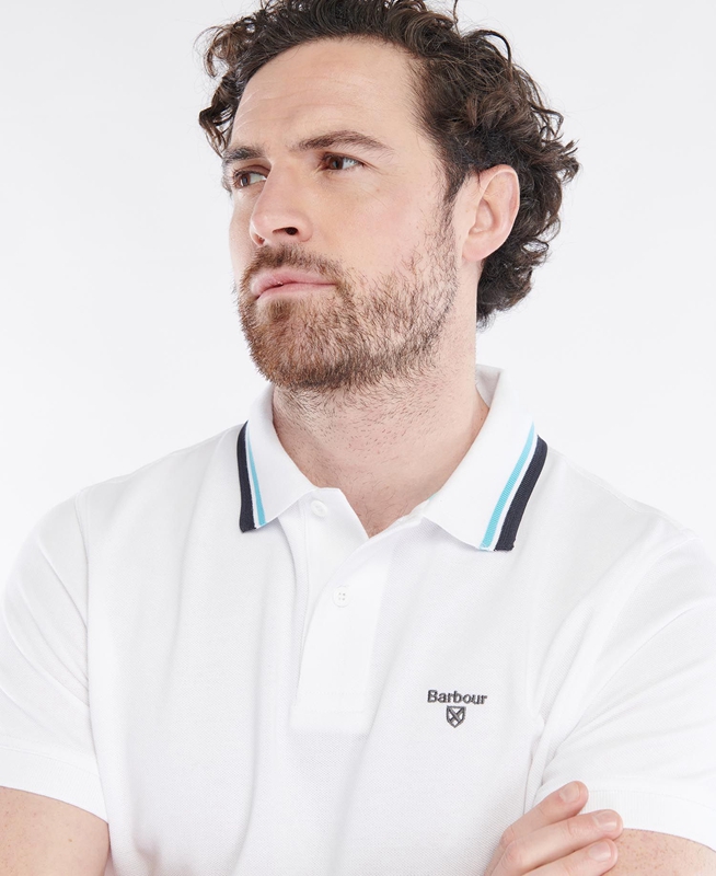 Men's Barbour Otterburn Polo shirts White | TJAIZH-963