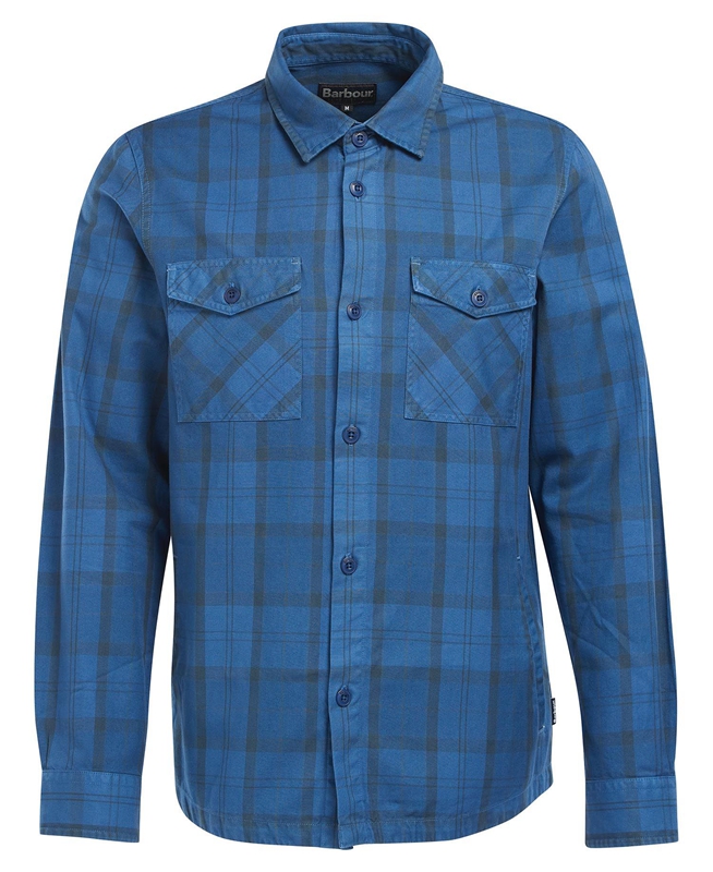 Men's Barbour Overdyed Cannich Overshirt Shirts Blue | VPQHOI-412