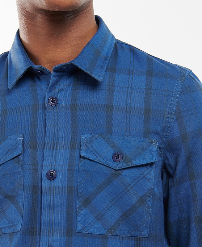 Men's Barbour Overdyed Cannich Overshirt Shirts Blue | VPQHOI-412