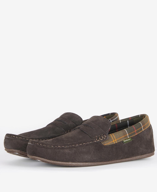 Men's Barbour Porterfield Slippers Brown | RXTPHF-298