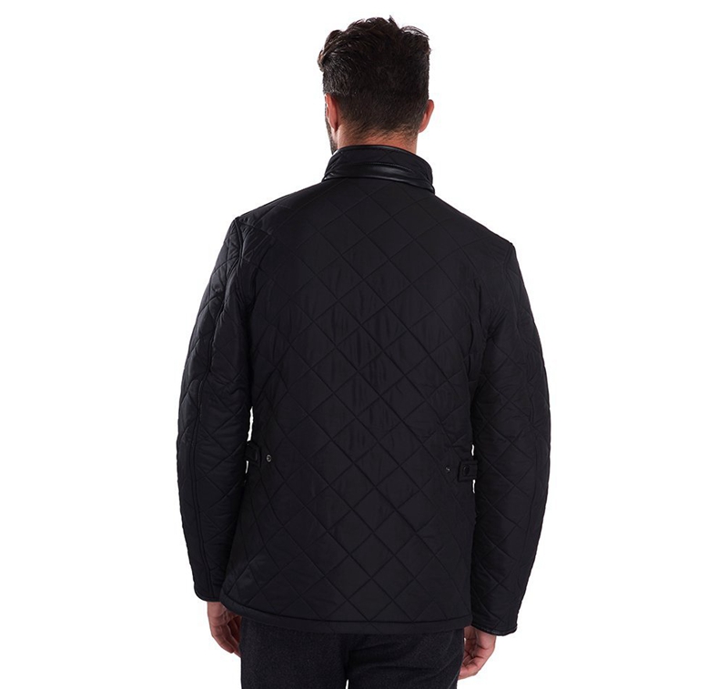 Men's Barbour Powell Quilted Jackets Black | SBGJDY-279