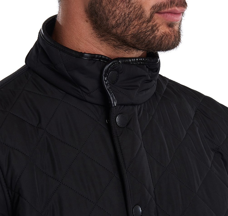 Men's Barbour Powell Quilted Jackets Black | SBGJDY-279