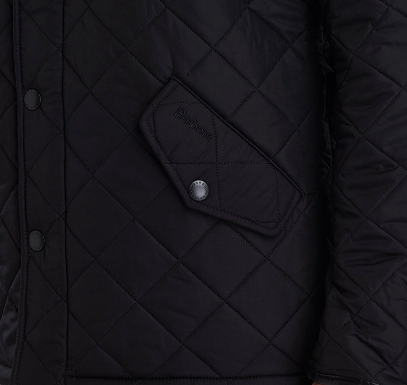 Men's Barbour Powell Quilted Jackets Black | SBGJDY-279