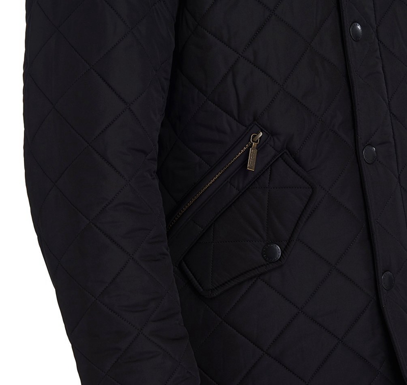 Men's Barbour Powell Quilted Jackets Black | SBGJDY-279