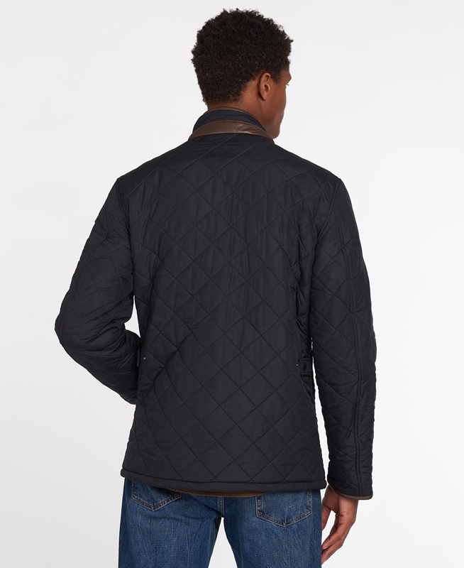 Men's Barbour Powell Quilted Jackets Navy | XIFKAV-823