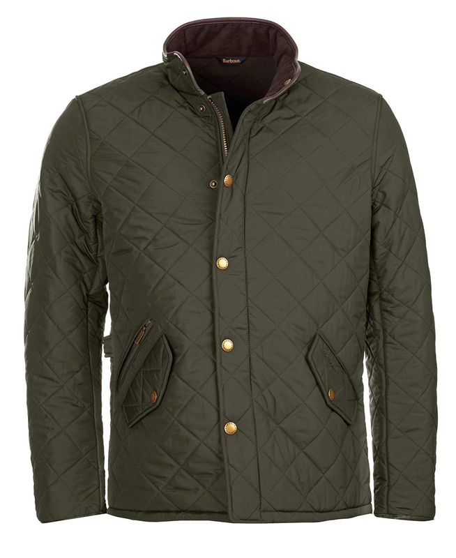 Men's Barbour Powell Quilted Jackets Olive | JDKGNL-594