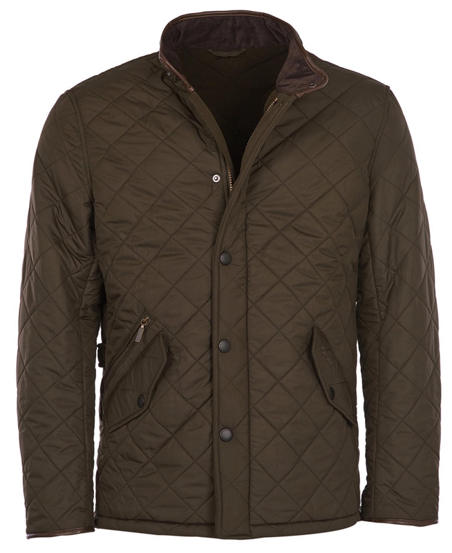 Men's Barbour Powell Quilted Jackets Olive | VGPELH-174