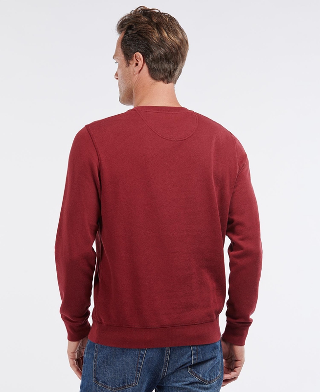 Men's Barbour Prep Logo Crew Sweatshirts Red | OBNRWZ-420