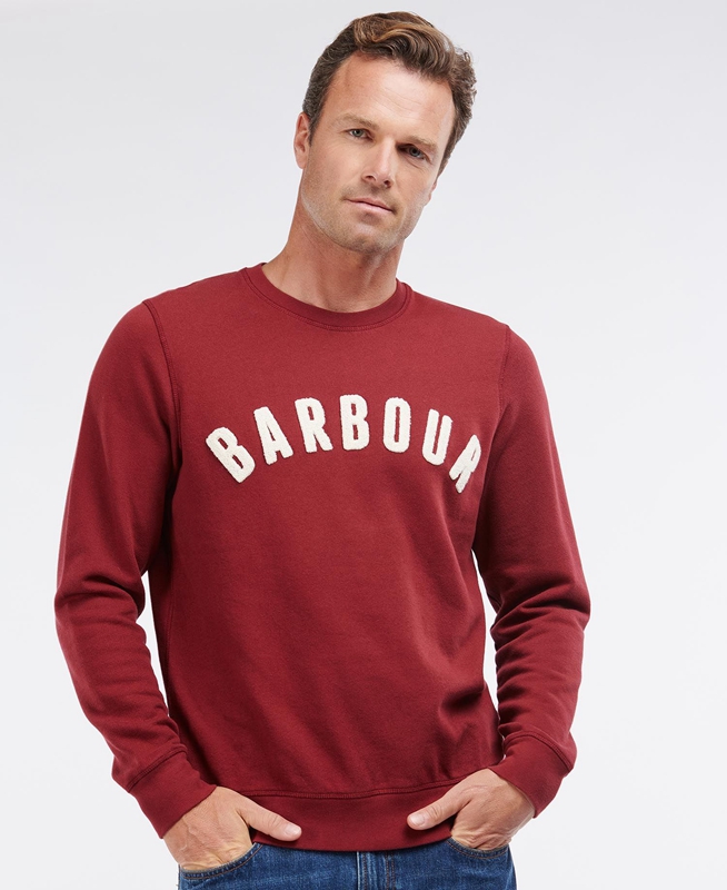 Men\'s Barbour Prep Logo Crew Sweatshirts Red | OBNRWZ-420