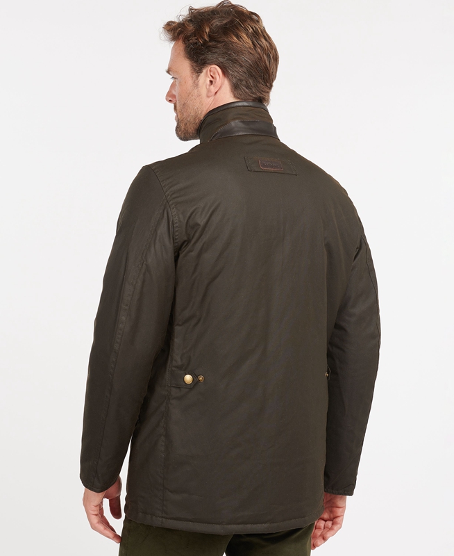 Men's Barbour Prestbury Waxed Jackets Olive | XTBPVR-974