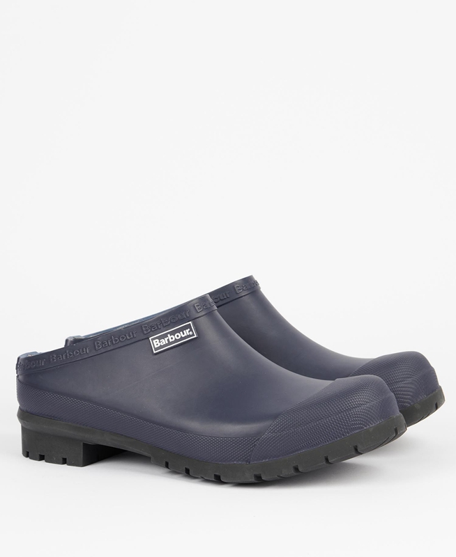 Men's Barbour Quinn Clogs Navy | IYFAZU-647