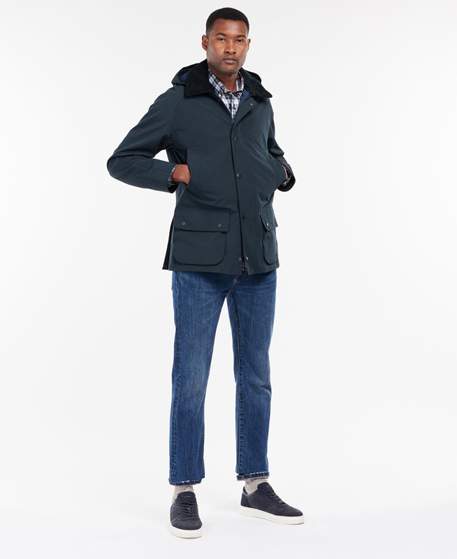 Men's Barbour Rokig Waterproof Jackets Navy | AGIQEZ-136