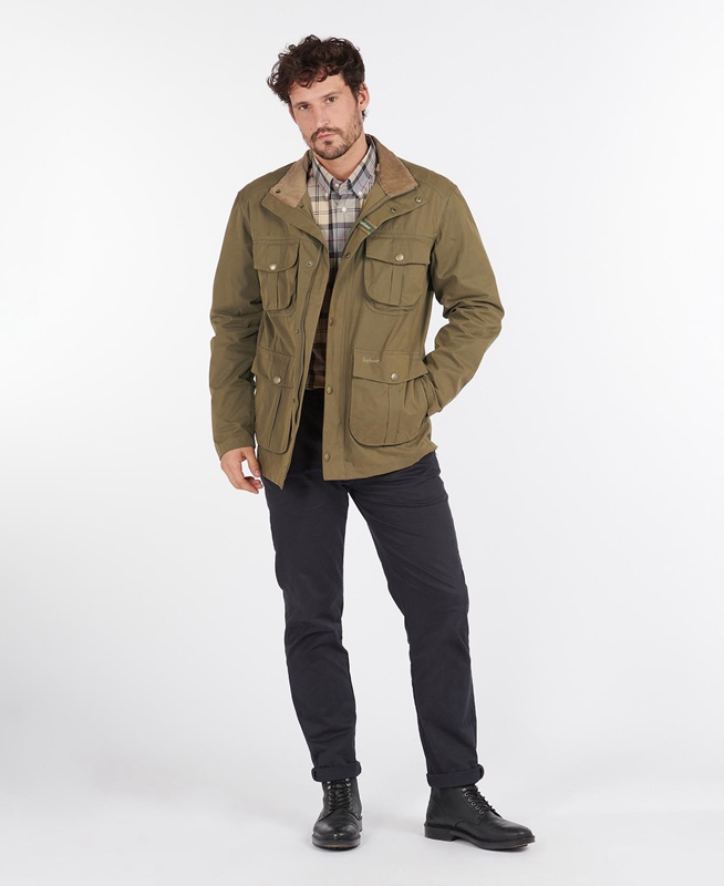 Men's Barbour Sanderling Casual Jackets Olive | CLDETO-567