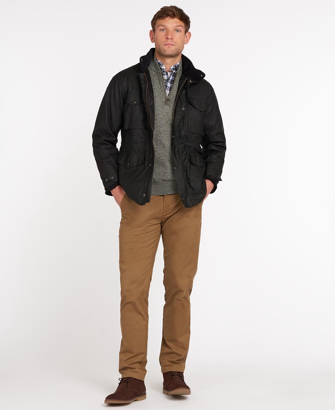 Men's Barbour Sapper Waxed Jackets Black | IHXLFG-481