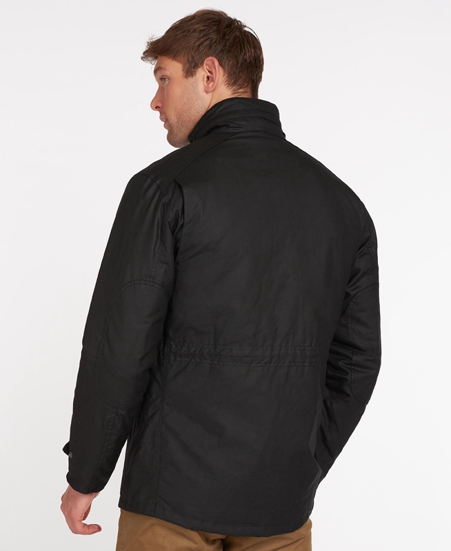 Men's Barbour Sapper Waxed Jackets Black | IHXLFG-481