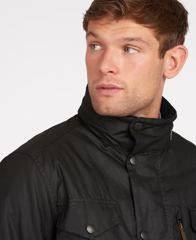 Men's Barbour Sapper Waxed Jackets Black | IHXLFG-481