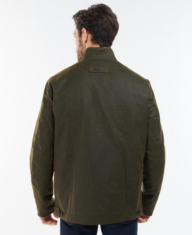 Men's Barbour Sheldon Waxed Jackets Olive | MKCLUD-401