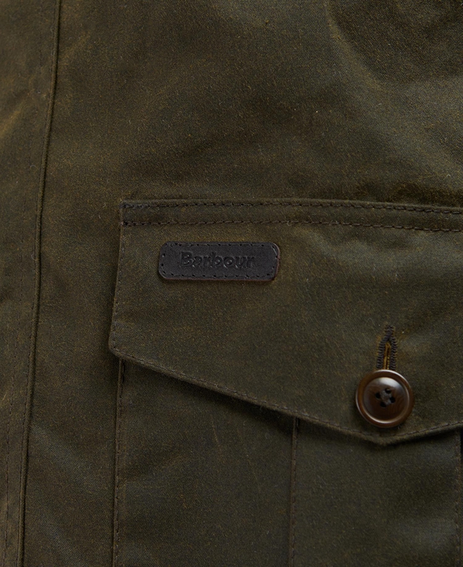 Men's Barbour Sheldon Waxed Jackets Olive | MKCLUD-401