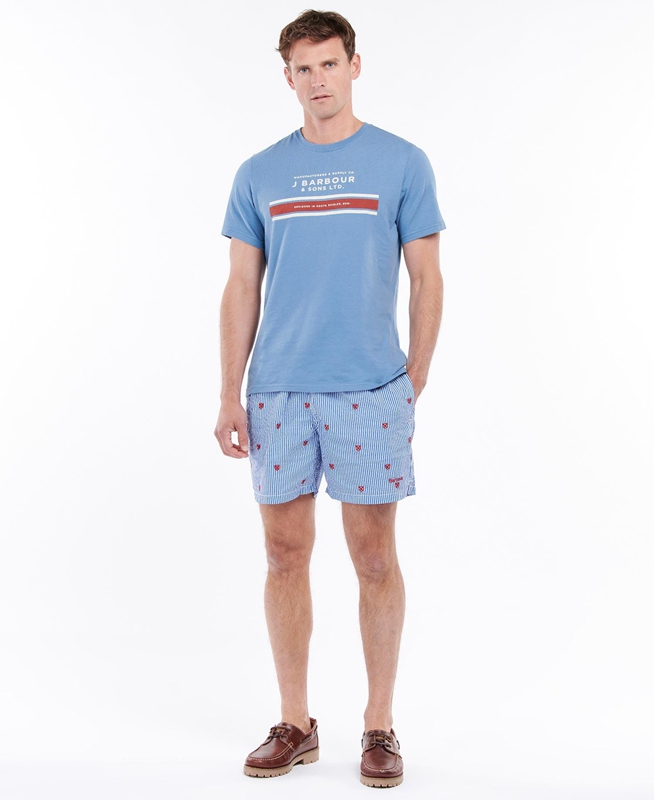 Men's Barbour Shield Swim Pants Blue | HOVRSL-402