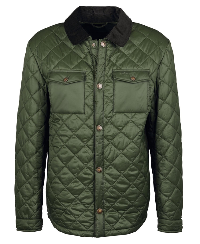 Men's Barbour Shirt Quilted Jackets Green | HKSDNX-239