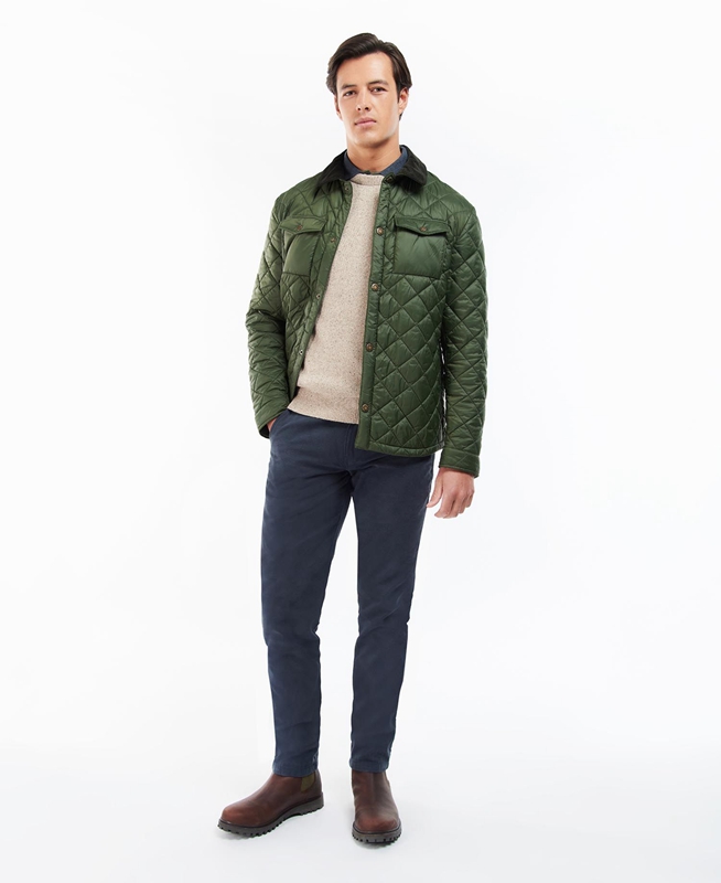 Men's Barbour Shirt Quilted Jackets Green | HKSDNX-239