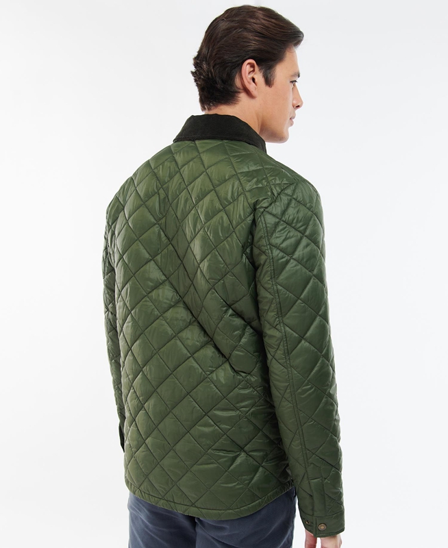 Men's Barbour Shirt Quilted Jackets Green | HKSDNX-239