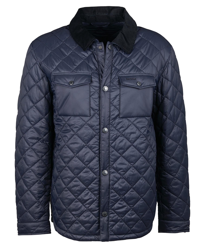 Men's Barbour Shirt Quilted Jackets Navy | YNSIWA-905