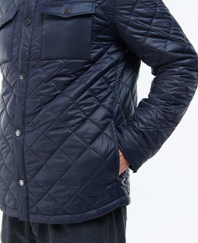 Men's Barbour Shirt Quilted Jackets Navy | YNSIWA-905