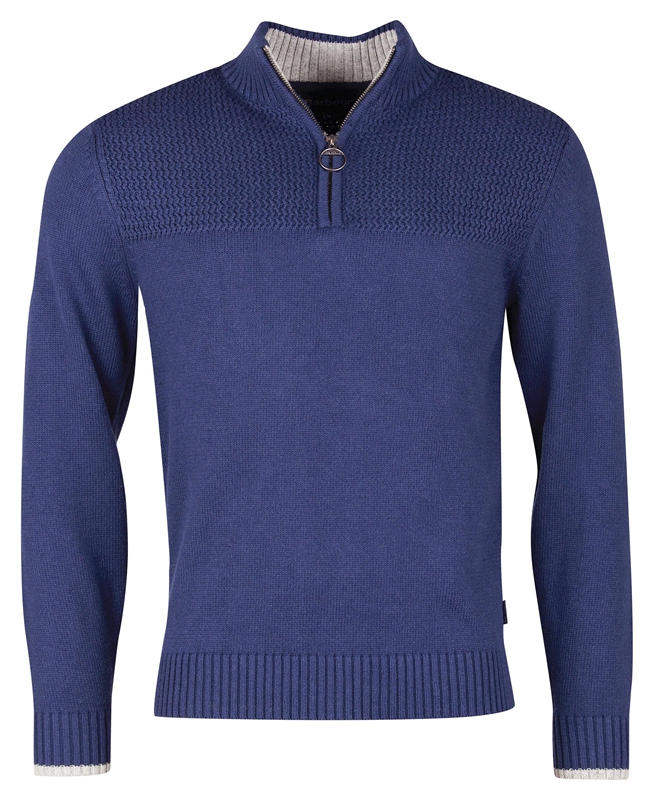 Men's Barbour Shoal Half Zip Sweaters Blue | JIBZTM-285