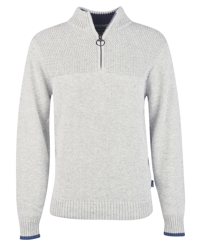 Men's Barbour Shoal Half Zip Sweaters Grey | UCHLEJ-829