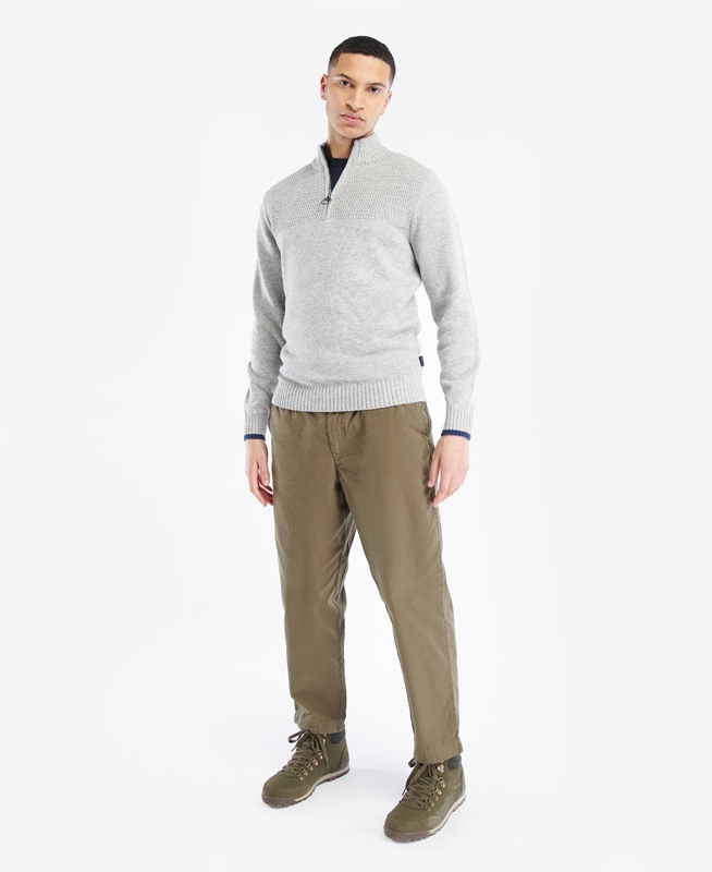 Men's Barbour Shoal Half Zip Sweaters Grey | UCHLEJ-829