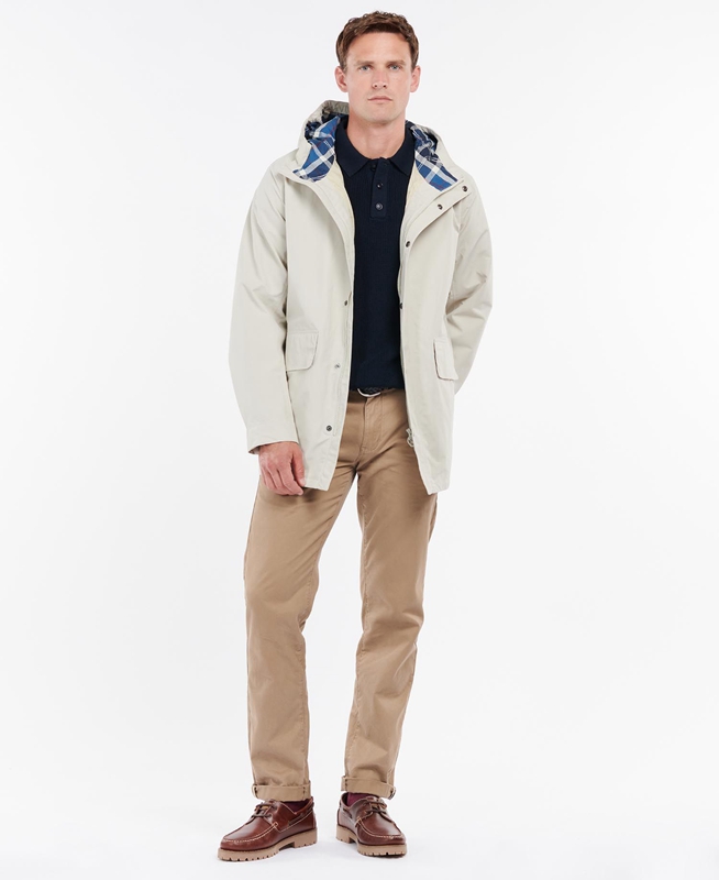 Men's Barbour Summer City Parka Waterproof Jackets Beige | UIFOPD-254