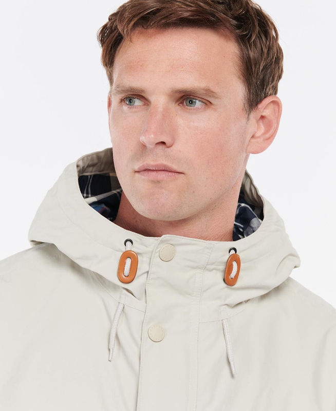 Men's Barbour Summer City Parka Waterproof Jackets Beige | UIFOPD-254