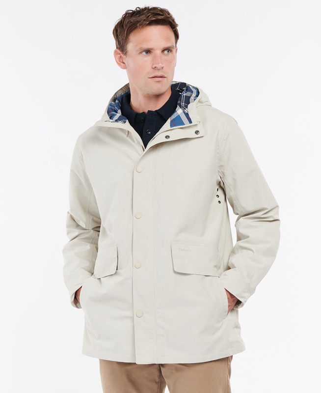 Men\'s Barbour Summer City Parka Waterproof Jackets Beige | UIFOPD-254