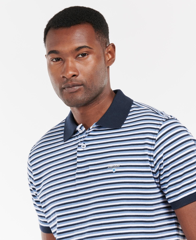 Men's Barbour Swinden Polo shirts Blue | QCNLSH-031