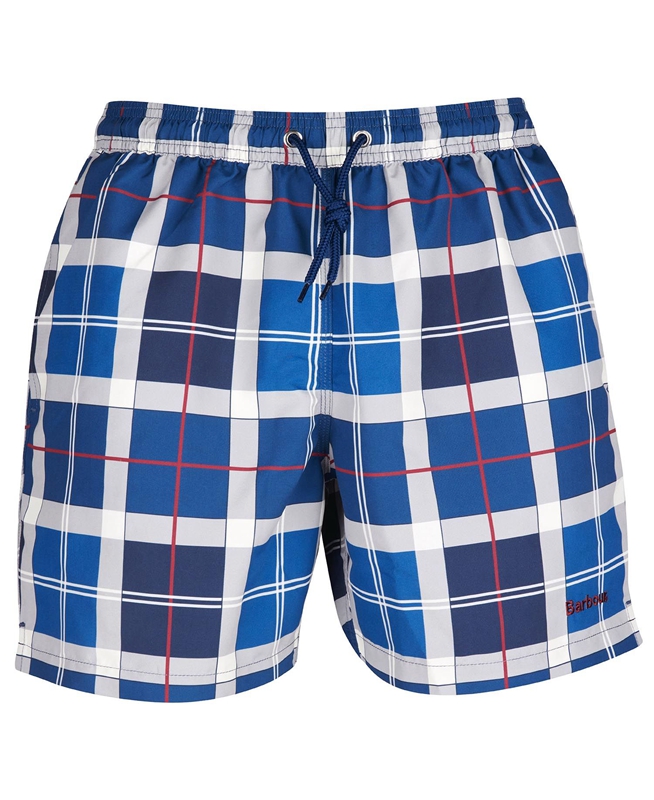 Men's Barbour Tartan Swim Pants Navy | GNRXTV-935