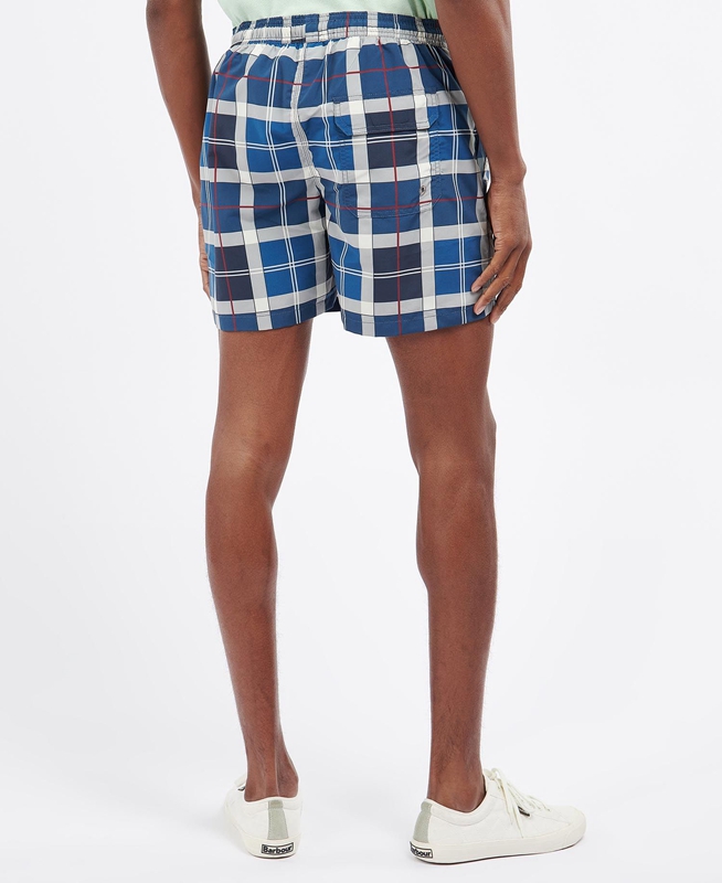 Men's Barbour Tartan Swim Pants Navy | GNRXTV-935