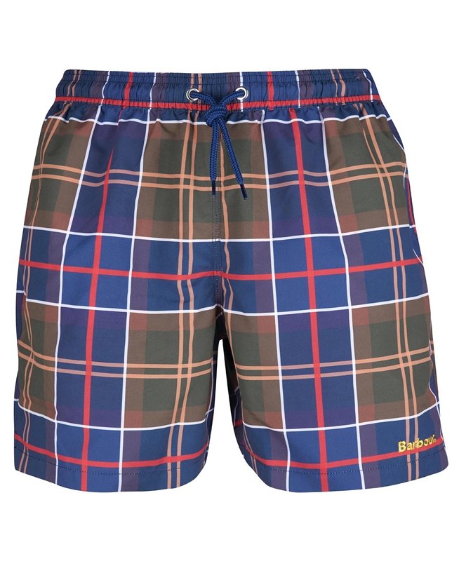 Men's Barbour Tartan Swim Pants Red | PGMYDC-567