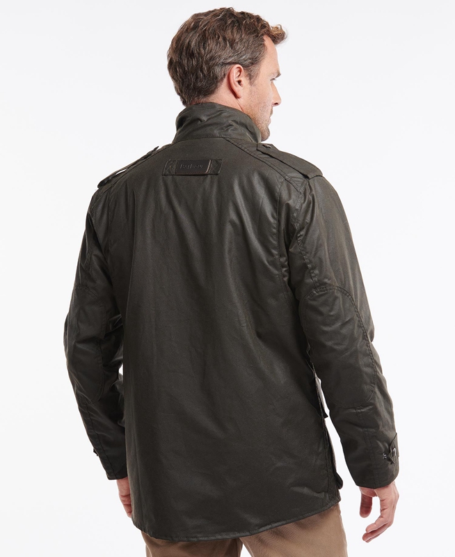 Men's Barbour Trooper Waxed Jackets Olive | PSHUFN-908