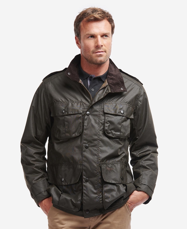 Men\'s Barbour Trooper Waxed Jackets Olive | PSHUFN-908