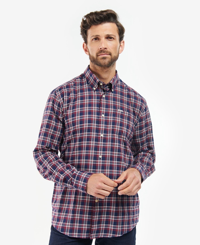 Men's Barbour Turville Regular Fit Shirts Blue | CXGRLE-348