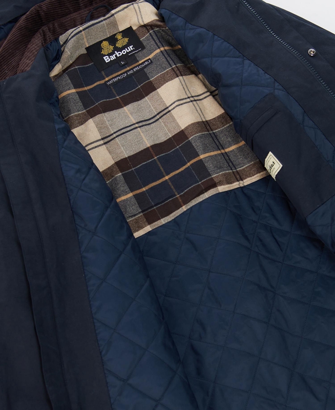 Men's Barbour Wallace Waterproof Jackets Navy | HZDVAF-863