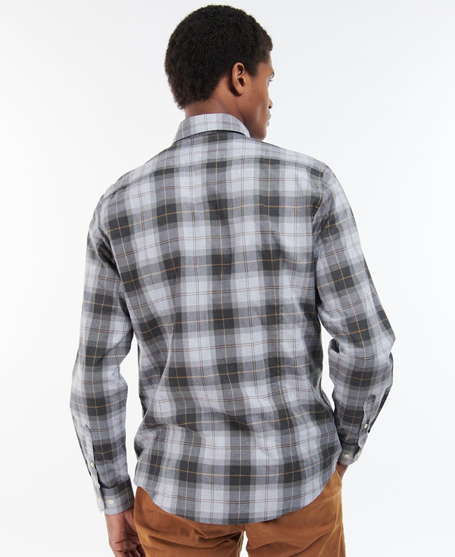 Men's Barbour Wetheram Tailored Shirts Grey | HCGWYU-915