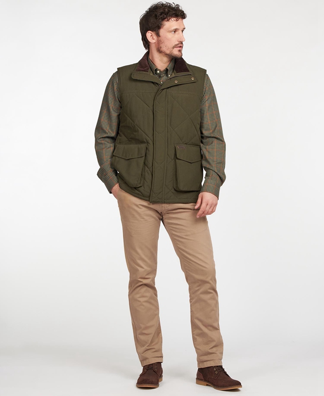 Men's Barbour Winterdale Vest Olive | NRQHYT-486