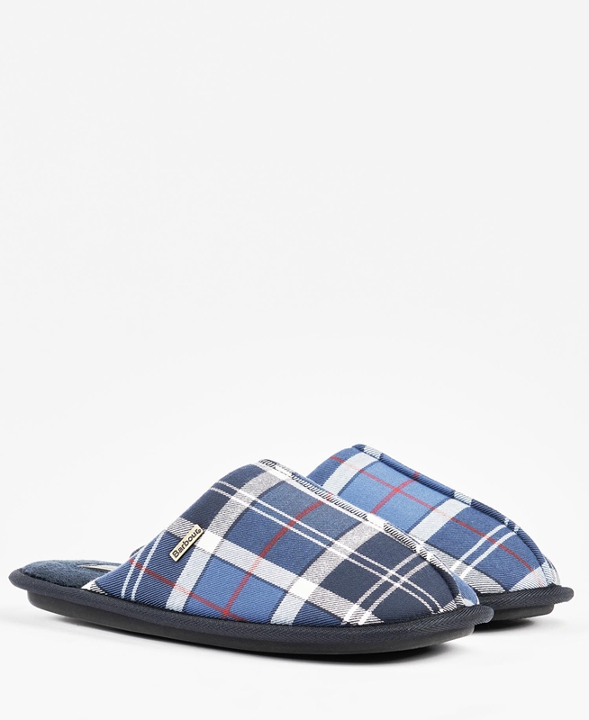 Men's Barbour Young Slippers Blue | AGCTWJ-510