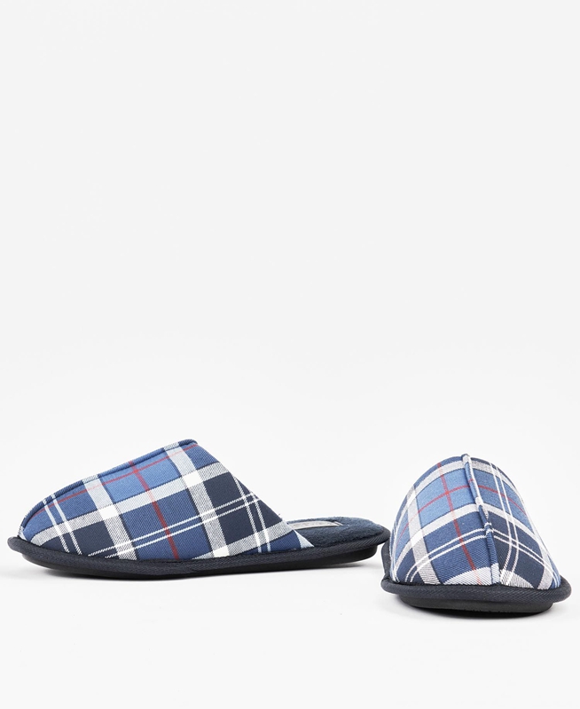 Men's Barbour Young Slippers Blue | AGCTWJ-510