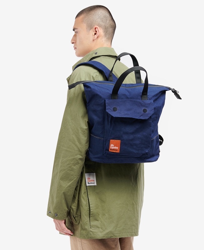 Men's Barbour x Ally Capellino Ben Backpack Bags Navy | TFOUXE-031